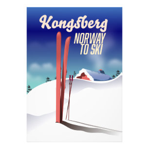 Kongsberg Noorwegen ski reisposter. Foto Afdruk