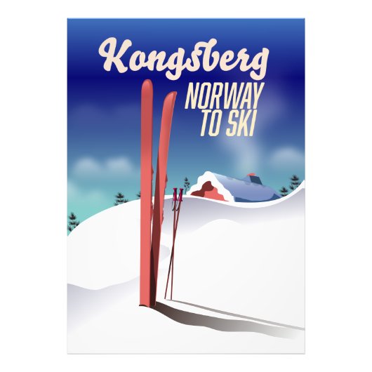 Kongsberg Noorwegen ski reisposter. Foto Afdruk (Voorkant)