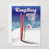 Kongsberg Noorwegen ski reisposter. Kaart (Voorkant)