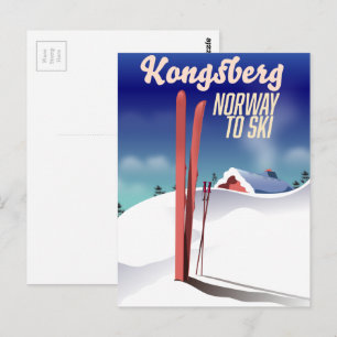 Kongsberg noorwegen skiposter. briefkaart