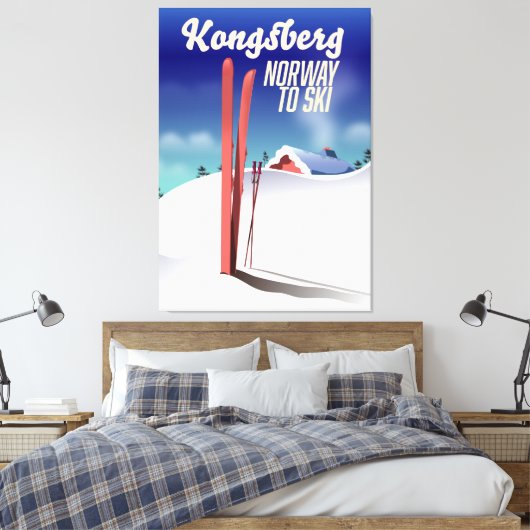 Kongsberg noorwegen skiposter. canvas afdruk (Insitu (Slaapkamer))