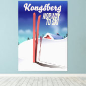Kongsberg noorwegen skiposter. canvas afdruk (Insitu (Houten vloer))