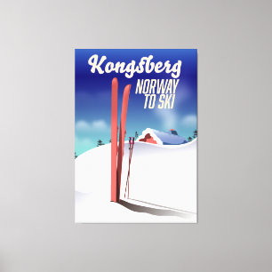 Kongsberg noorwegen skiposter. canvas afdruk