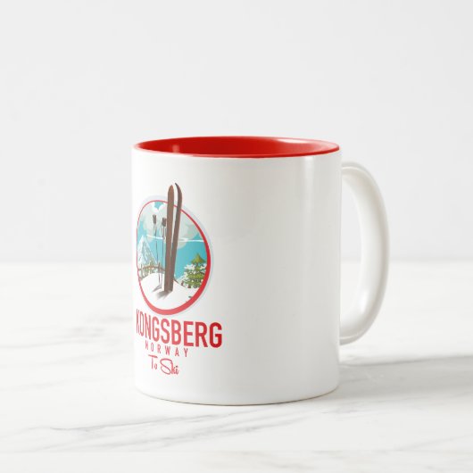Kongsberg Norway Ski logo Tweekleurige Koffiemok (Voorkant rechts)