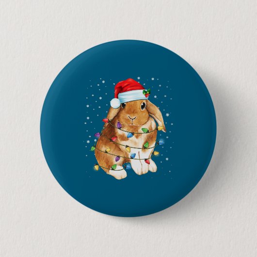 Koniijn Kerst Lichtjes Kerstman Hoed Grappig Kerst Ronde Button 5,7 Cm (Voorkant)