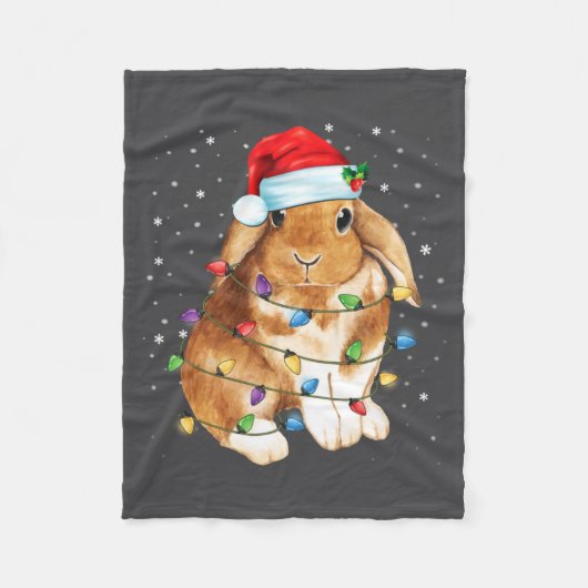 Koniijn Konijn Kerstverlichting Kerstman Hoed Grap Fleece Deken (Voorkant)