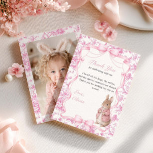 Konijn 1e verjaardag foto plat dank je kaart