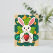 Konijn, Aardbei, Mandala, Postcrossing Briefkaart (Staand voorkant)