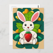 Konijn, Aardbei, Mandala, Postcrossing Briefkaart (Voorkant / Achterkant)