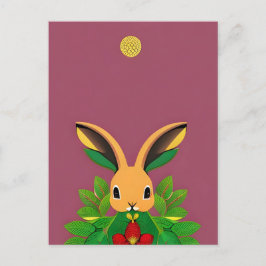 Konijn, Aardbei, Mandala, Postcrossing Briefkaart