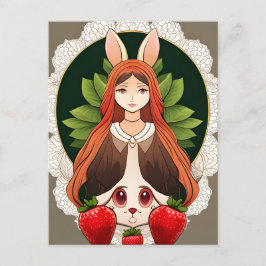 Konijn, Aardbei, Mandala, Postcrossing Briefkaart