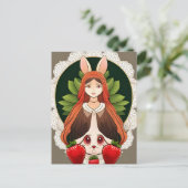 Konijn, Aardbei, Mandala, Postcrossing Briefkaart (Staand voorkant)