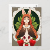 Konijn, Aardbei, Mandala, Postcrossing Briefkaart (Voorkant / Achterkant)