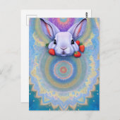Konijn, Aardbei, Mandala, Postcrossing Briefkaart (Voorkant / Achterkant)