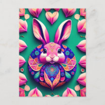 Konijn, Aardbei, Mandala, Postcrossing