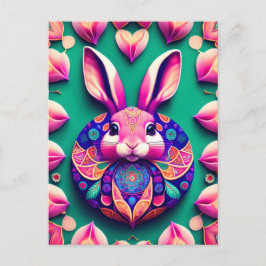 Konijn, Aardbei, Mandala, Postcrossing Briefkaart