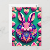 Konijn, Aardbei, Mandala, Postcrossing Briefkaart (Voorkant / Achterkant)