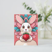 Konijn, Aardbei, Mandala, Postcrossing Briefkaart (Staand voorkant)