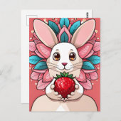 Konijn, Aardbei, Mandala, Postcrossing Briefkaart (Voorkant / Achterkant)