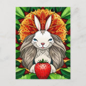 Konijn, Aardbei, Mandala, Postcrossing Briefkaart (Voorkant)