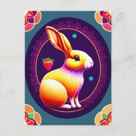 Konijn, Aardbei, Mandala, Postcrossing Briefkaart