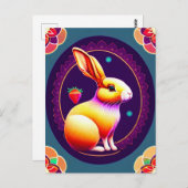 Konijn, Aardbei, Mandala, Postcrossing Briefkaart (Voorkant / Achterkant)