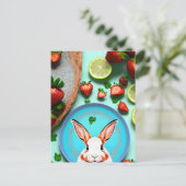 Konijn, Aardbei, Mandala, Postcrossing Briefkaart (Staand voorkant)