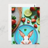 Konijn, Aardbei, Mandala, Postcrossing Briefkaart (Voorkant / Achterkant)