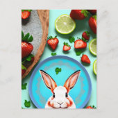 Konijn, Aardbei, Mandala, Postcrossing Briefkaart (Voorkant)