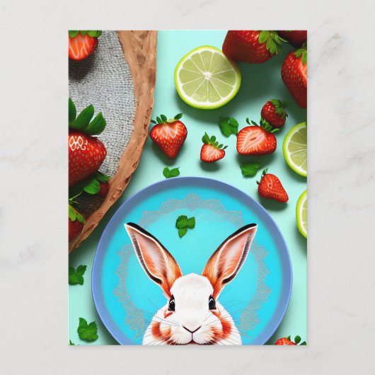 Konijn, Aardbei, Mandala, Postcrossing Briefkaart (Voorkant)