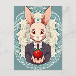 Konijn, Aardbei, Mandala, Postcrossing Briefkaart