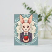 Konijn, Aardbei, Mandala, Postcrossing Briefkaart (Staand voorkant)