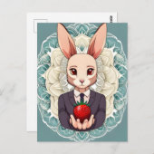 Konijn, Aardbei, Mandala, Postcrossing Briefkaart (Voorkant / Achterkant)