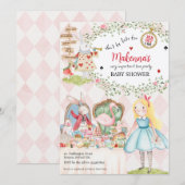 Konijn Alice Avonturen in Wonderland Baby shower Kaart (Voorkant / Achterkant)