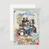 Konijn, Alice en Mad Hatter in Top Hats Bedankkaart (Voorkant / Achterkant)