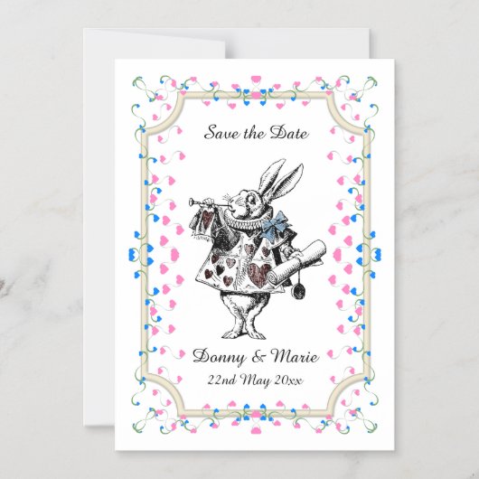 konijn Alice in Wonderland Datum Magnetische Uitnodiging (Voorkant)