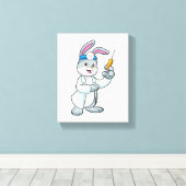Konijn als arts bij vaccinatie met spuit canvas afdruk (Insitu (Houten vloer))