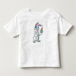Konijn als arts bij vaccinatie met spuit kinder shirts