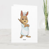 Konijn als bakker met deegroller kaart (Achterkant)