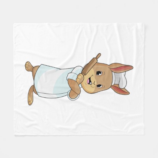 Konijn als bakker met rolpin fleece deken (Voorkant (Horizontaal))
