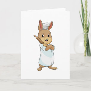 Konijn als bakker met rolpin kaart