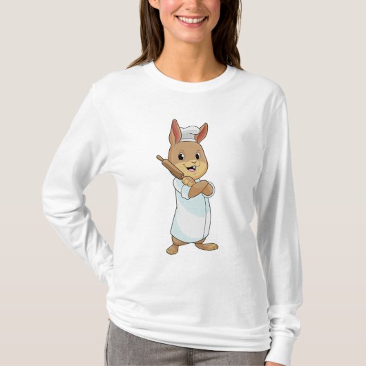 Konijn als bakker met rolpin t-shirt (Voorkant)