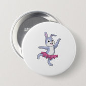 Konijn als Ballerina in Ballet Ronde Button 7,6 Cm (Voorkant /achterkant)