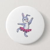 Konijn als Ballerina in Ballet Ronde Button 7,6 Cm (Voorkant)