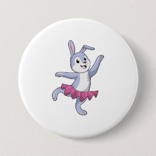 Konijn als Ballerina in Ballet Ronde Button 7,6 Cm