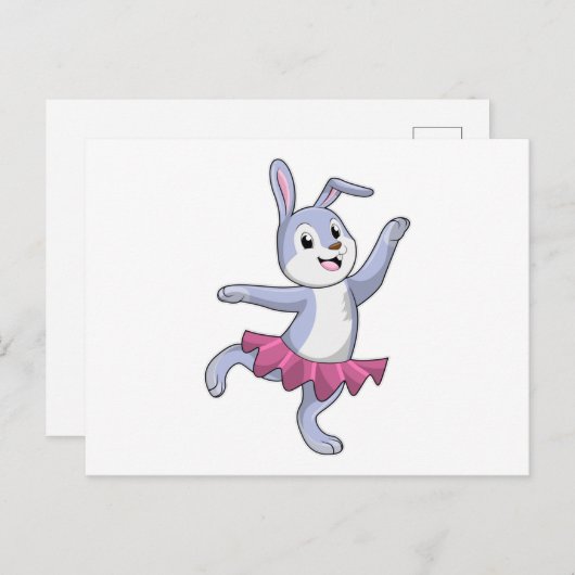 Konijn als ballerina in het ballet briefkaart (Voorkant / Achterkant)