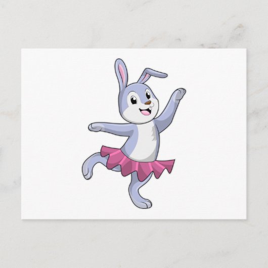 Konijn als ballerina op ballet briefkaart (Voorkant)