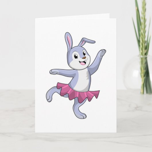 Konijn als ballerina op ballet kaart (Voorkant)