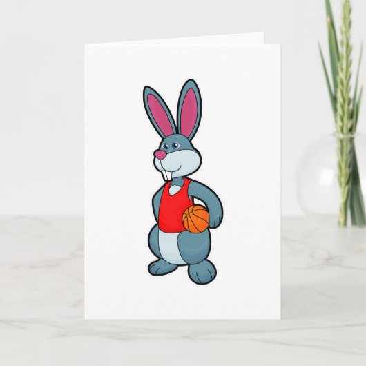 Konijn als basketballer met basketbal kaart (Voorkant)
