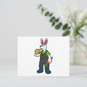 Konijn als boer met wortel en Pet Briefkaart (Staand voorkant)